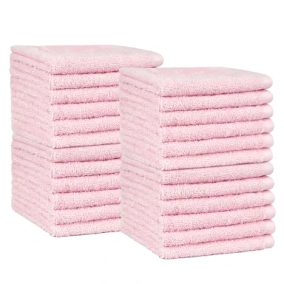 Image de Amazon Basics Lot de 24 Gant toilette petites serviettes en coton, 30 x cm, Rose Pétale