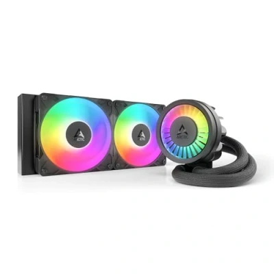 Image de ARCTIC Liquid Freezer III Pro 240 A RGB (noir) Refroidisseur CPU AIO, 2 x 120 mm refroidissement à eau, radiateur 38 mm, pompe PWM, ventilateur VRM, AMD AM5/AM4, Intel LGA1851/1700 Cadre de contact