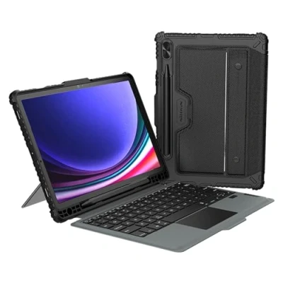 Image de Nillkin Bumper Keyboard Case Convient pour Samsung Galaxy Tab S9 Plus Étui de Clavier Bluetooth avec Book Caméra Curseur Standard, Support Stylet et Touches Lumineuses Noir