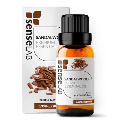 Image de SenseLAB Huile essentielle de bois santal Fabriquée en Inde naturelle 100 % pure qualité thérapeutique pour diffuseur d&#039;aromathérapie (10 ml)