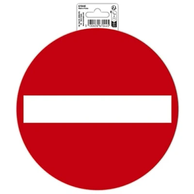 Image de Exacompta Réf. 67044E 1 pictogramme adhésif rond SENS INTERDIT en vinyle PVC traité anti dérapant et résistant aux UV Finition brillante Diamètre : 20 cm Coloris rouge