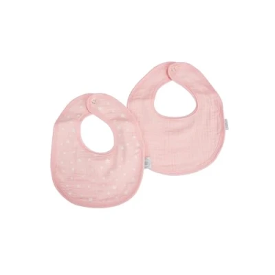 Image de Bébé Douceur, Lot de 2 Bavoirs Gaze Coton + Eponge 22 x 27 cm Rose