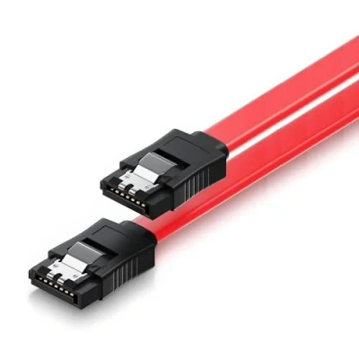 Image de Ewent Câble SATA III, Vitesse 6 Gbits avec Clips en métal, L Type Rouge 30 cm
