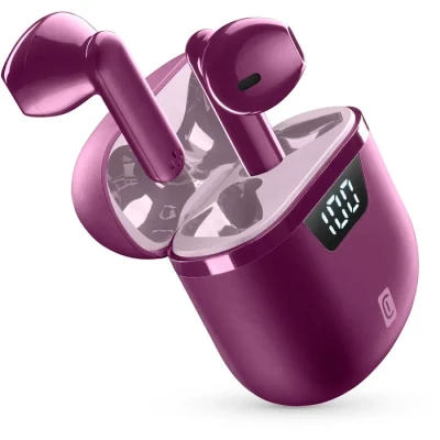 Image de cellularline Seek Pro Écouteurs sans Fil avec étui de Charge Rapide : 45 Minutes Affichage LED Indication pourcentage résiduelle Playtime 15 Heures Violet