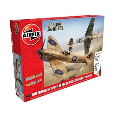 Image de Airfix Ai50160 Coffret Dogfight Doubles Supermarine Spitfire Mk.vb Messerschmitt Bf109e 197 Pièces Échelle 1/48