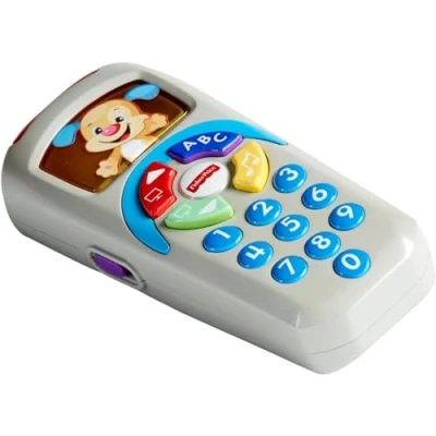 Image de Fisher Price Jouet D’Éveil Musical La Télécommande De Puppy Rires &amp; Éveil, Stimulation Vue, Ouïe Et Motricité Fine, Enfant, A Partir 6 Mois, Version: UK Anglais , DLD30