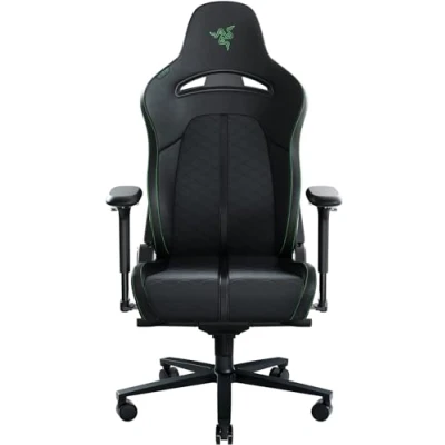 Image de Razer Enki chaise de jeu avec support lombaire intégré, bureau (cuir synthétique multicouche, rembourrage en mousse, coussin pour la tête, hauteur réglable) Noir