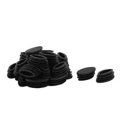 Image de sourcingmap 30pcs Bouchon Pied de Chasie Embout Capuchon Jambe Tube Insert Table Meuble Protection Plastique Ovale Noir 20 mm x 39