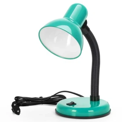 Image de Aigostar Vintage Lampe de Bureau, Table Retro avec Prise, Sans Ampoule, Compatible Les Ampoules LED Modele E27, Colonne Reglable, Turquoise