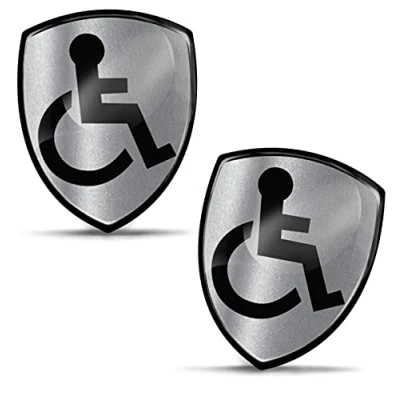 Image de Biomar Labs® 2 x 3D Flexible Autocollant Sticker Argente Accès Fauteuil Roulant Handicapé Handicap Personne Mobilité Réduite Disabled Symbol Logo Parking pour Car Voiture Fenêtre Vitre Porte KS 135