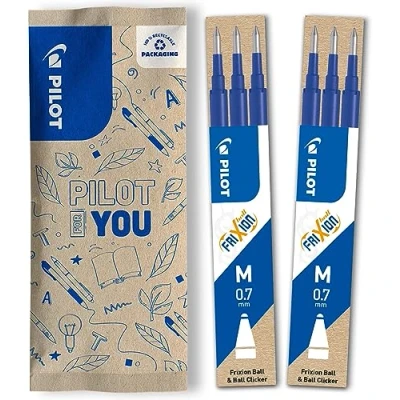 Image de PILOT 2 Etuis de 3 Recharges FriXion pour stylo effaçable. Compatibles Ball et Clicker Bleu Pointe Moyenne