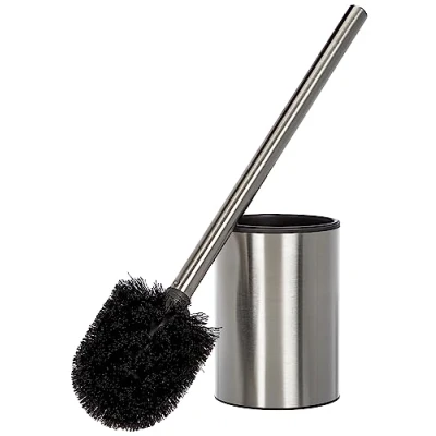 Image de TATAY Brosse WC Satin, Faite d&#039;acier Inoxydable, Seau intérieur en polypropylène, Noire, sans BPA, Métallisé. Mesures 9 x 37 cm
