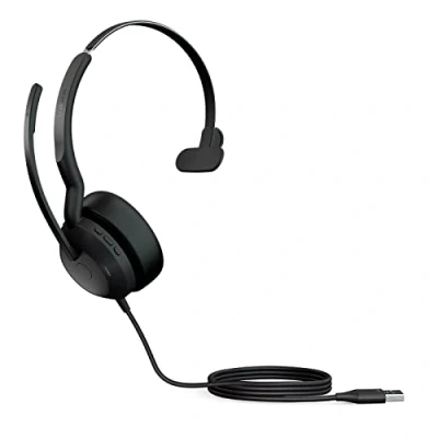 Image de Jabra Evolve2 50 Micro casque filaire mono Technologie Air Comfort, microphones à réduction de bruit et ANC Fonctionne avec les plateformes UC telles que Zoom Google Meet Noir