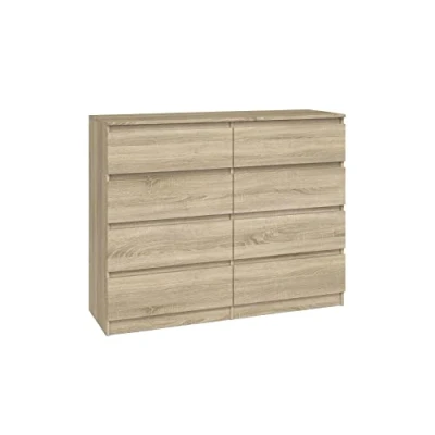 Image de CDF Commode Malwa M8 120 Couleur : Blanc Armoire pour Documents, Petits Objets Idéal Le Salon, la Chambre à Coucher, d&#039;enfant, 8 tiroirs spacieux