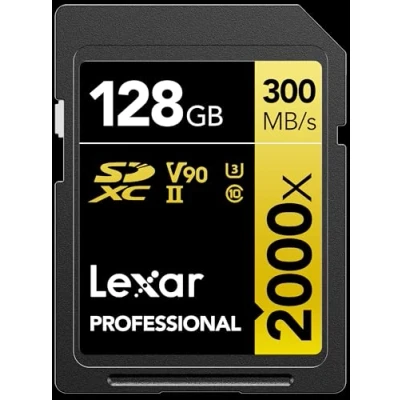 Image de Lexar LSD2000128G BNNNU Carte SDXC UHS II Professionnelle jusqu&#039;à 300 Mo/s de Lecture, pour Appareil Photo Reflex numérique, caméras vidéo qualité cinéma 2000 x 128 Go