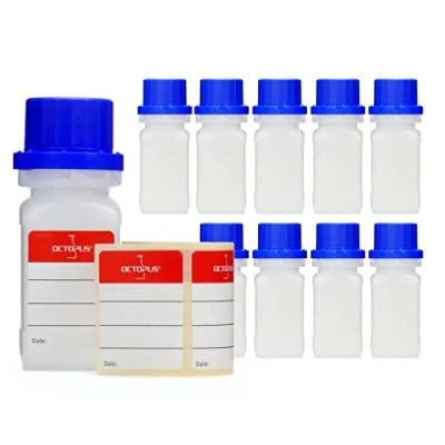 Image de Octopus 10x 50 ML flacons à col Large avec Bouchon Visser, Produits Chimiques, de Laboratoire