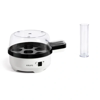 Image de Krups Ovomat EG2331 Cuiseur à œufs spécial Pour jusqu&#039;à 7 Capacité généreuse Porte amovible Signal sonore Verre doseur avec perforateur Blanc/noir