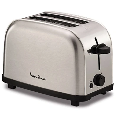Image de Moulinex LT330D Grille pain 2 tranches 700 W Acier inoxydable Avec boutons et bouton pivotant