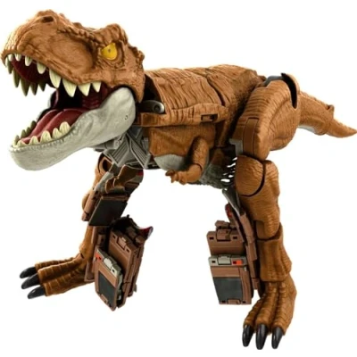 Image de Mattel Jurassic World Jouet Fierce Changers Figurine 2 En 1 Tyrannosaure Transformable Véhicule Tout Terrain, Course Poursuite Rugissante, 28 Étapes, Enfant, A Partir De 8 Ans, HPD38