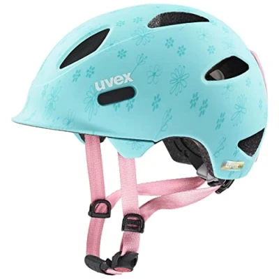 Image de uvex Oyo Style Casque de Vélo Léger pour Enfants Réglage la Taille Individuel à Compléter avec un Éclairage Led Flowers Cyan Matt 45 50 cm