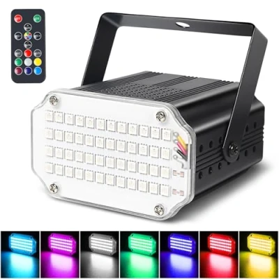 Image de 48LED Mini Stroboscope Telecommande Dj Jeux de Lumiere Pour Soiree Strobe Light, LED Couleur Lumière Stroboscopique Avec Télécommande Flash Disco Lights Stromboscope Soirée Projecteur