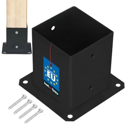 Image de KOTARBAU® Manchon à visser 120 x mm Poteaux carrés en bois de sol Support clôture Plaque Ancre galvanisée chaud Revêtement par pulvérisation