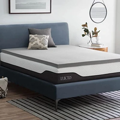 Image de LUCID Surmatelas en Mousse à mémoire de Forme Charbon Bambou 5 cm Actif Respirant Lit Double (135 x 190 cm)
