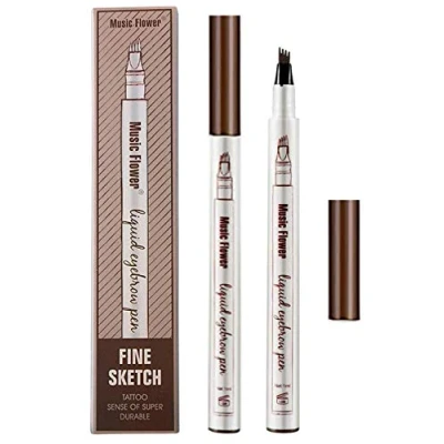 Image de 3D Tatouage Crayon à Sourcils avec 4 conseils Imperméable l&#039;eau &amp; Longue Durée Tattoo Brow d&#039;encre Croquis de Stylo Sourcil pour le Maquillage Naturel (châtaigne)
