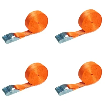 Image de Lot de 4 Sangles d&#039;arrimage m avec Boucle Serrage Orange Sangle Fixation Rapide 25 mm Large en Une Seule pièce 350 daN