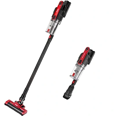 Image de Venga! Aspirateur balai et à main Sans fil 2 en 1, sac, Rechargeable, avec Brosse rotative Accessoires, Jusqu’à 12 kPa, Batterie Li ion de 2000 mAh, Rouge/Noir, VG HVC 3000