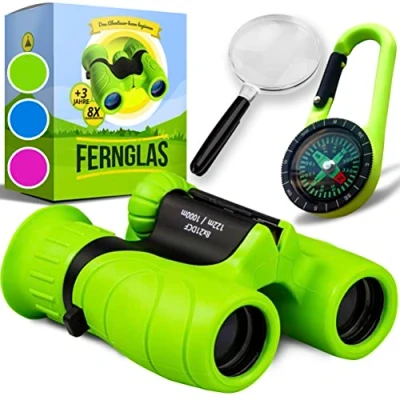 Image de Jumelles Enfant Cadeau de Noël Optimal pour garçons et Filles Fort grossissement 8X21, Complet Set incluant loupe &amp; Boussole Jouets 3 12 Ans Le Jouet Parfait