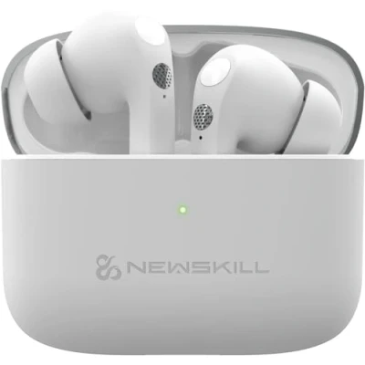Image de Newskill Anuki Casque sans Fil Bluetooth 5.0, contrôle Tactile, Suppression du Bruit, Microphone, résistance IPX4, 16 Heures de Lecture, écouteurs à Chargement USB C, Blanc