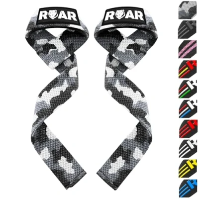 Image de Roar® Sangles de Levage Musculation, Sangle Musculation Poignet, Lifting Straps Tirage Strap Halterophilie, Bande Poignet avec Gel (Cammo)
