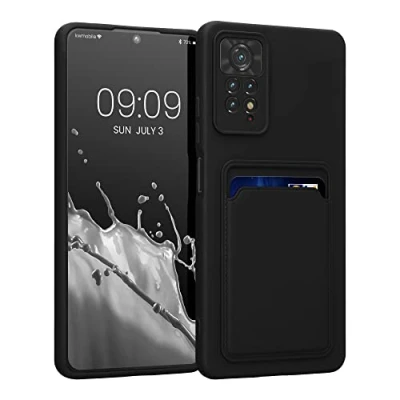 Image de kwmobile Housse Compatible avec Xiaomi Redmi Note 11 Pro/Note Pro (5G) / 12 (4G) Coque de téléphone Compartiment Carte en Silicone Noir Mat