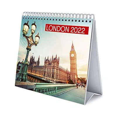 Image de Grupo Erik Calendrier De Bureau 2022 Londres 12 Mois, Janvier à Décembre 2022, 20x18x6,5 cm, 6 langues, Certifié FSC CS22014