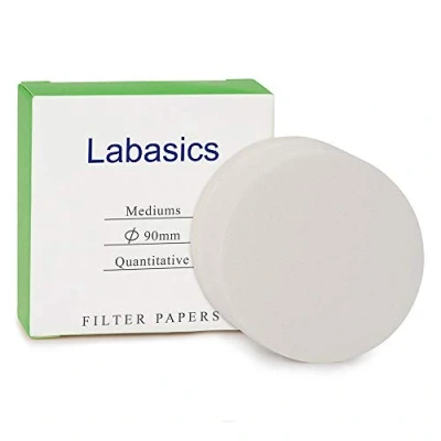 Image de Labasics Cercles de Papier Filtre Quantitatif, en Cellulose 90 mm Diamètre avec une Vitesse Filtration du Milieu Rétention des Particules 20 Microns, Paquet 100