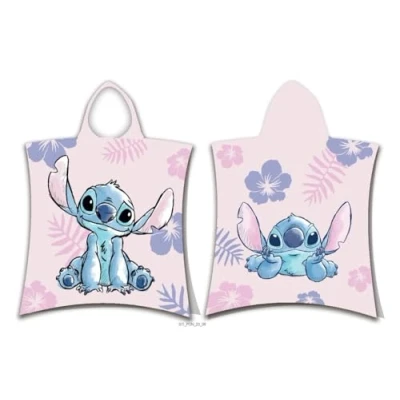 Image de Jerry Fabrics Lilo &amp; Stitch Poncho à capuche double face pour enfants, garçons et filles, 115 x 50 cm