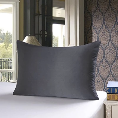 Image de townssilk Taie d&#039;oreiller en Soie,100% Naturelle de mûrier 19 Momme,Deux côtés Soie Certifiée Oeko Tex Bienfaits Cheveux et Peau,hypoallergénique,1 unité,40x145cm,Gris Foncé