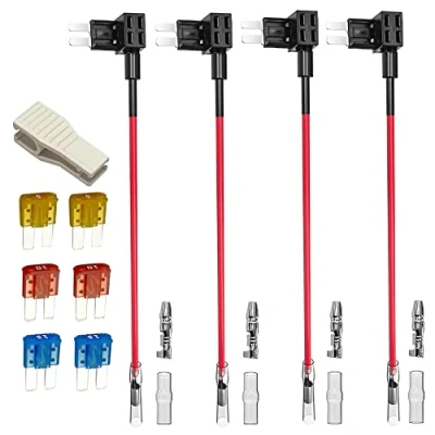 Image de Gebildet 4pcs 12V 24V Add A Circuit Porte Fusible Micro 2, Adaptateur Lame fusible, avec 6pièces de à (5A 10A 15A) et 1pièce Extracteur