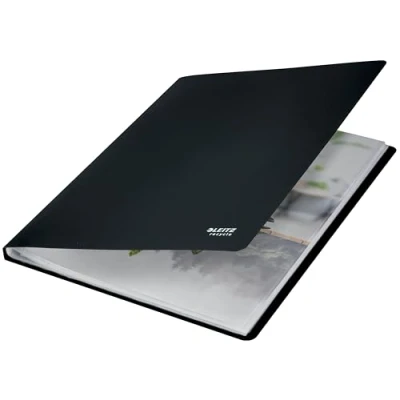 Image de Leitz A4 Reliure Protège Documents, 20 Pochettes Plastifiées Fixes Incluses, Capacité 40 Feuilles, 100% Recyclable, Écologique, Recycle, Noir, 46760095