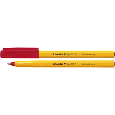 Image de Schneider Tops 505 F Stylos à bille Rouge Fin, Couleur de la tige Jaune 1 pièce