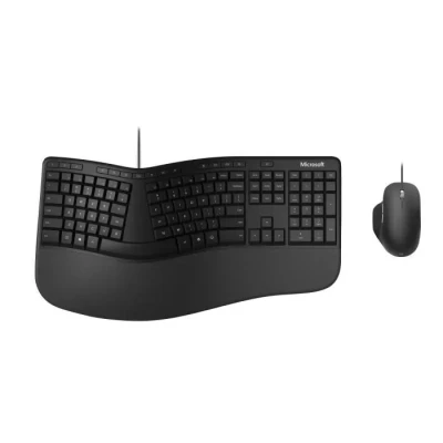 Image de Microsoft Ergonomic Desktop clavier Souris incluse USB AZERTY Belge Noir Neuf