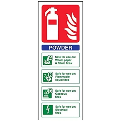 Image de vsafety 11005 ac s Panneau extincteur, poudre d&#039;identité, autocollant, Portrait, 75 mm x 200 mm, bleu/vert/rouge