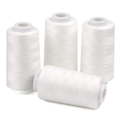 Image de ilauke Bobines de Fil pour Machine ¨¤ Coudre, 4 pi¨¨Ces Surjeteuse Fils Coudre Blanc 3000 Yards