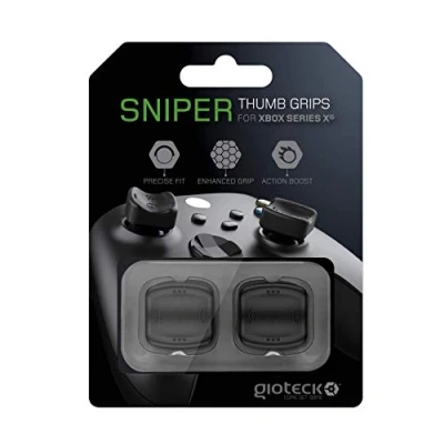 Image de Gioteck STGX Thumb Grips Xbox Series X/S Bouchons/Capuchons/Protection en Silicone pour Joysticks Antidérapant Aide a viser Protection Manette Noir
