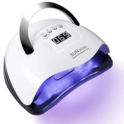 Image de Lampe UV Sèche Ongles 220W LED Séchoir à Portable Professionnel Automatique 4 Minuteries 10/30/60/99S,LCD Ecran,Base Démontable,Capteur Intelligent pour Toutes Les Gels
