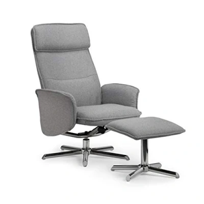 Image de Julian Bowen Fauteuil inclinable et Tabouret Aria, Tissu en Lin, Gris, Taille Unique