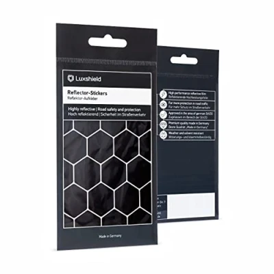 Image de Luxshield Set d&#039;autocollants Réfléchissants Hexagones Grands pour vélo Scooter Poussette Stickers Rétro Autocollants Haute Visibilité