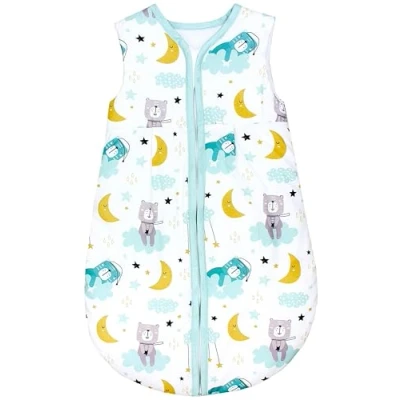 Image de TupTam Gigoteuse Bébé tout au long de l&#039;année, certifiée OEKO TEX, 2.5 TOG, sans manches, rembourrée, Ours sur la lune jaune nuage, 68 74