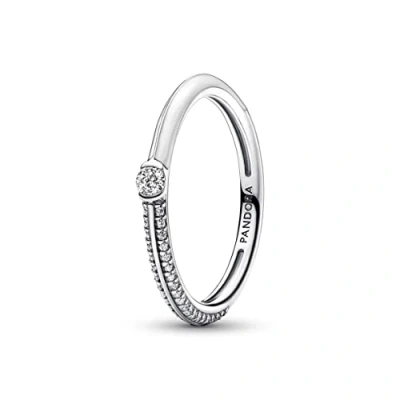 Image de Pandora Me 192528C02 56 Bague double blanche et pavée